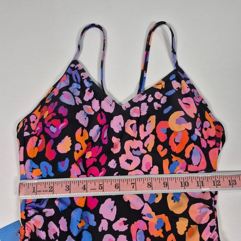 Cupshe One Piece Swimsuit Black Pink Leopard Print Tummy Control NWT Medium